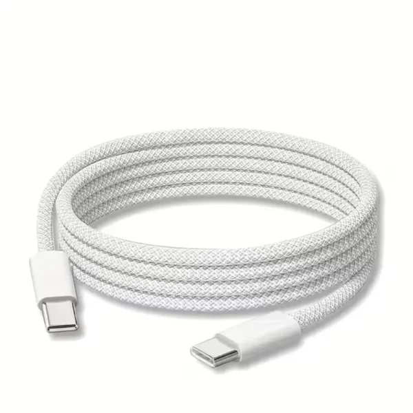 Câble USB-C vers USB-C tressé charge rapide compatible iPhone 15, Samsung et appareils USB-C