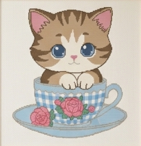 chat marron dans tasse grille point de croix pdf